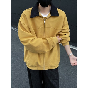 拼色翻领工装夹克男女秋冬季情侣装休闲宽松棒球服外套潮1116 P70图片