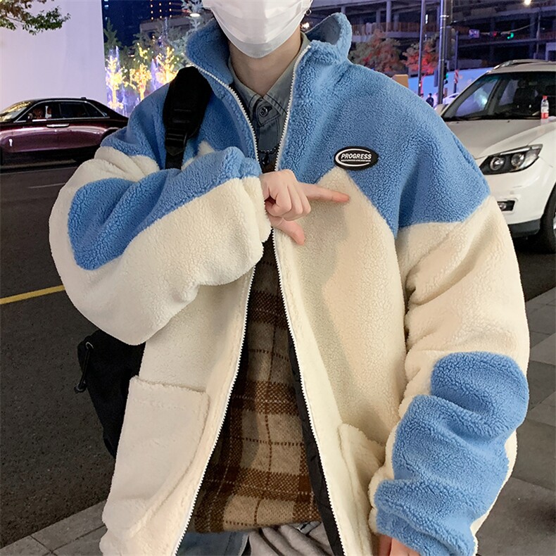 22冬季新款加绒加厚羊羔绒棉衣开衫宽松外套男MY103P105控价138,男装棉衣,电商A086