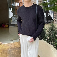 韩版潮牌菱形毛衣男士秋冬季新款基础款套头慵懒风打底针织衫MB61，男装针织衫/毛衣，星座1116A-2（原606A-1）