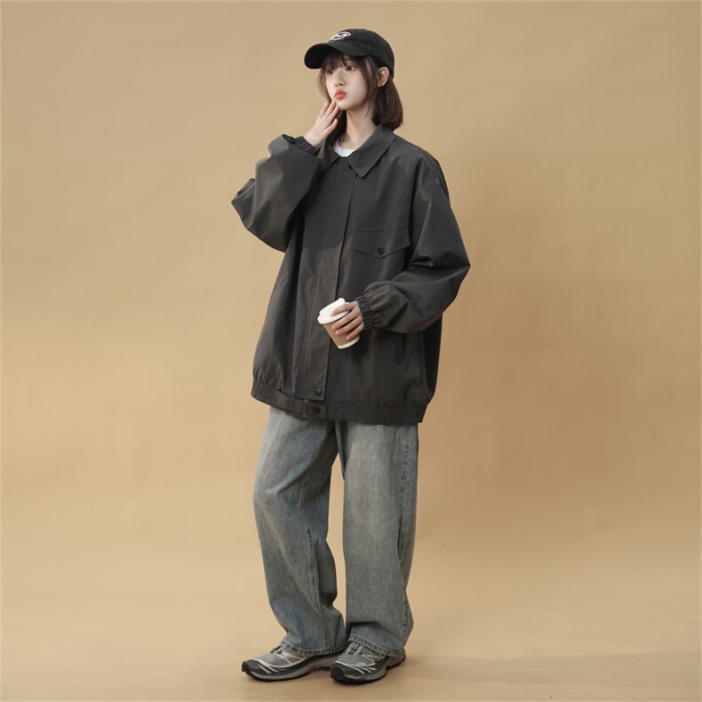 JK5005/P65春装新款个性纯色立领工装夹克男潮流上衣飞行员外套,女装短外套,电商A141