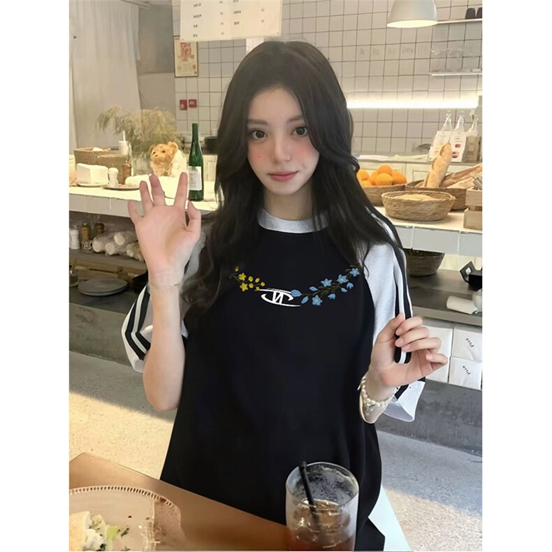 抖音得物品质二开240克宽松纯棉美式潮牌插肩三杠织带短袖T恤,男装T恤,电商A486
