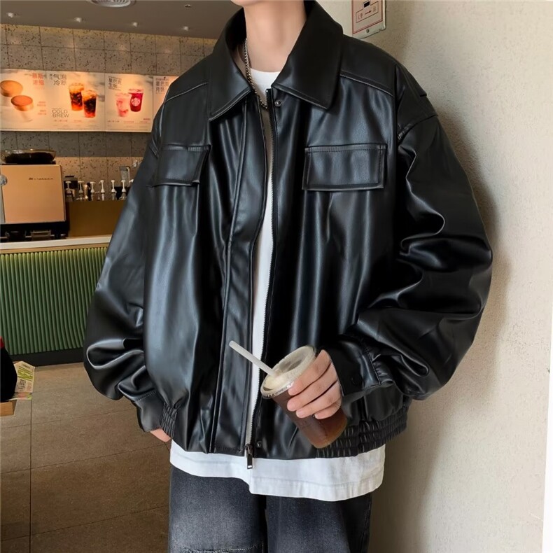 美式复古机车皮衣外套男秋季2023新款设计感MJK37P65,男装夹克,星座1116-2