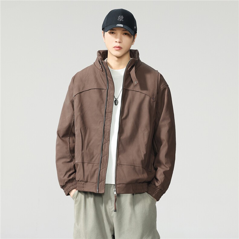 冬季潮牌立领防风棉服男士复古纯色通勤保暖机能风工装W0112,男装棉衣,电商D215
