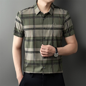 DN3384春夏男士新款短袖衬衫青年修身翻领衬衣休闲打底衫图片