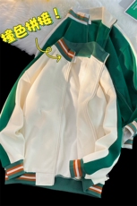 新款棒球服罗纹拼接百搭港风针织外套WT3406-P55控88，男装夹克，星座717