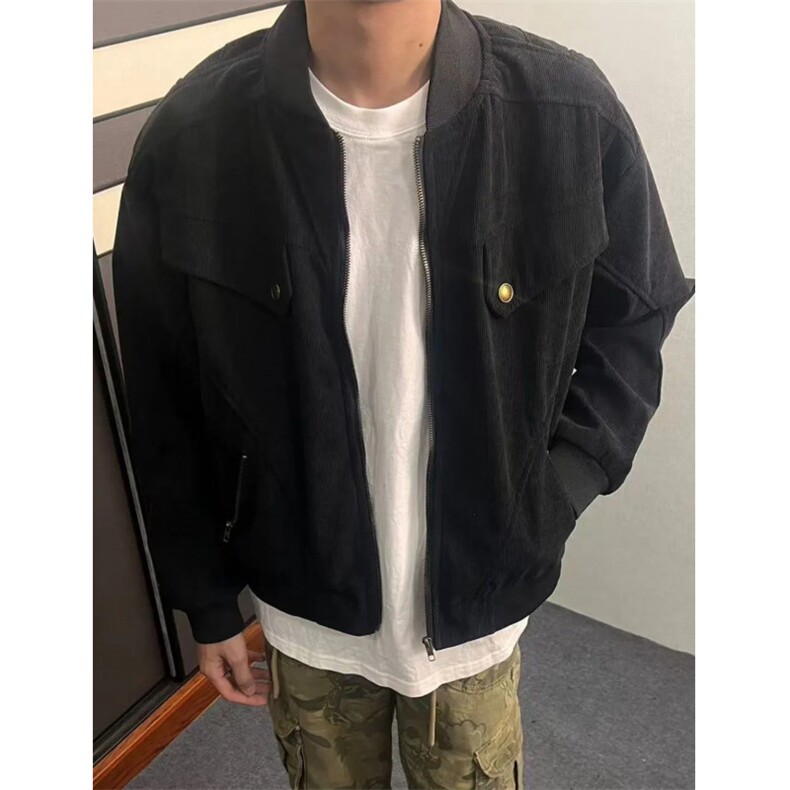 美拉德棕色短款工装夹克男女秋季做旧宽松cleanfit外套潮牌-Y5518,男装夹克,星座601-1