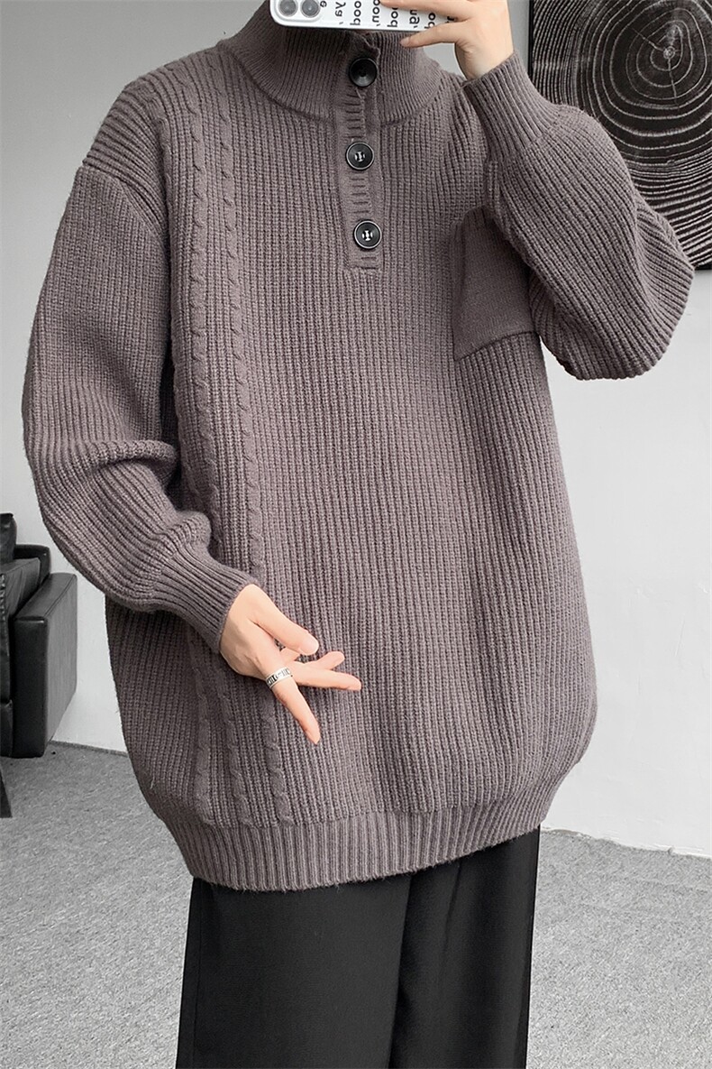 8XL-M特大码冬季立领毛衣纽扣高级设计感情侣?袖毛衫MY1208P65,男装针织衫/毛衣,电商D206-1