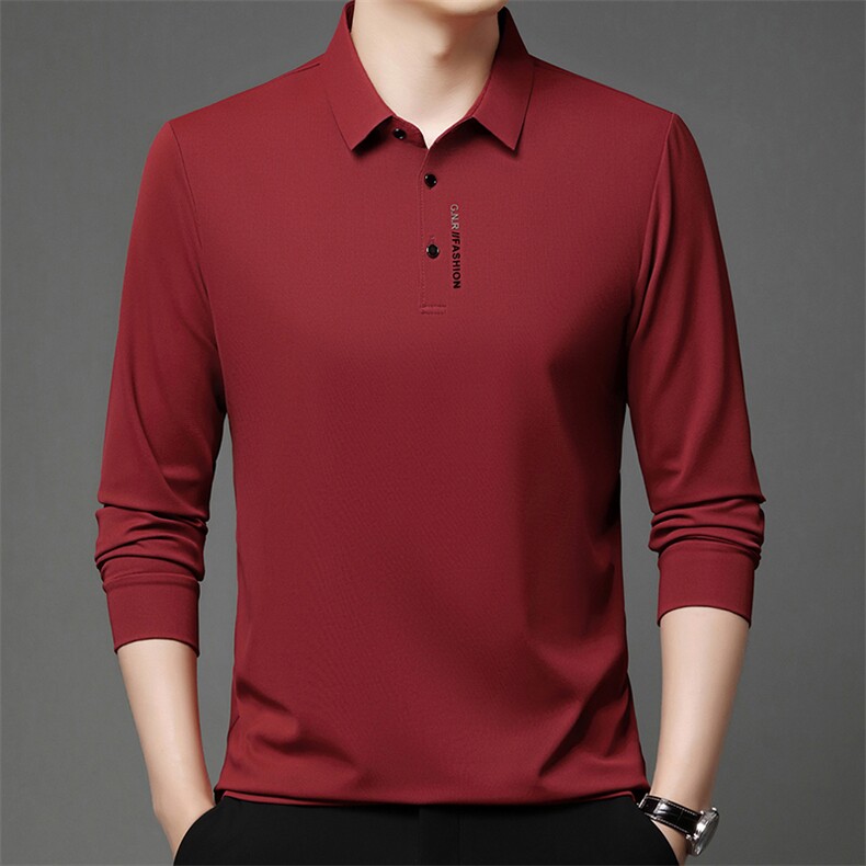 2025秋季长袖POLO衫男士时尚透气商务休闲T恤衫PL1180-P30，男装T恤，星座1109
