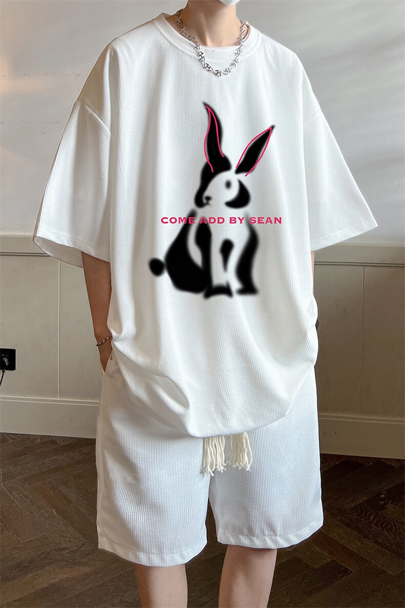 华夫格套装运动短袖t恤套装休闲两件套一套HZ84308-P44,男装T恤,电商A040