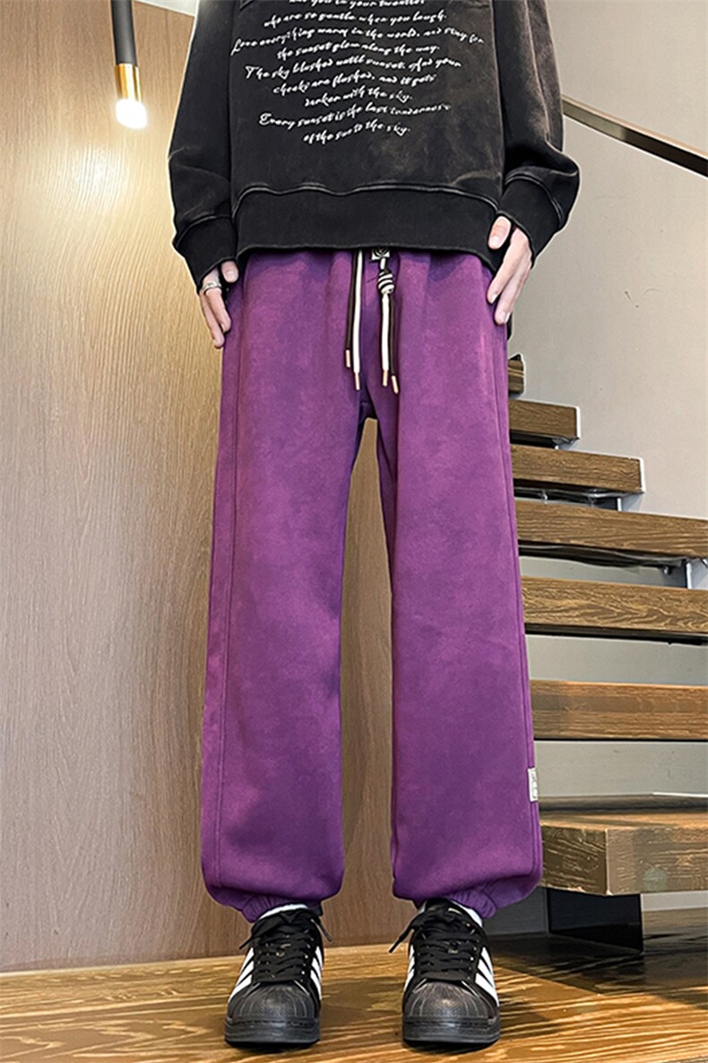 8XL-M痞帅脏脏束脚休闲卫裤男秋冬加绒加厚大码裤子KZ022特价P40,男装休闲裤,电商B312