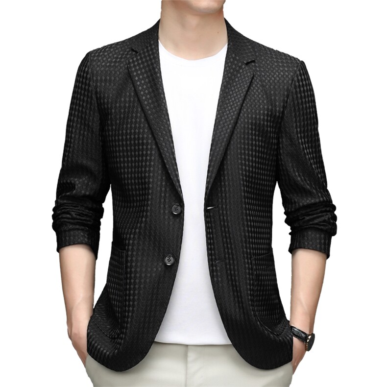 春季2023年翻领长袖口袋中年上衣时尚单排扣西服AJY218,男装西服,钱塘6003（原4033）