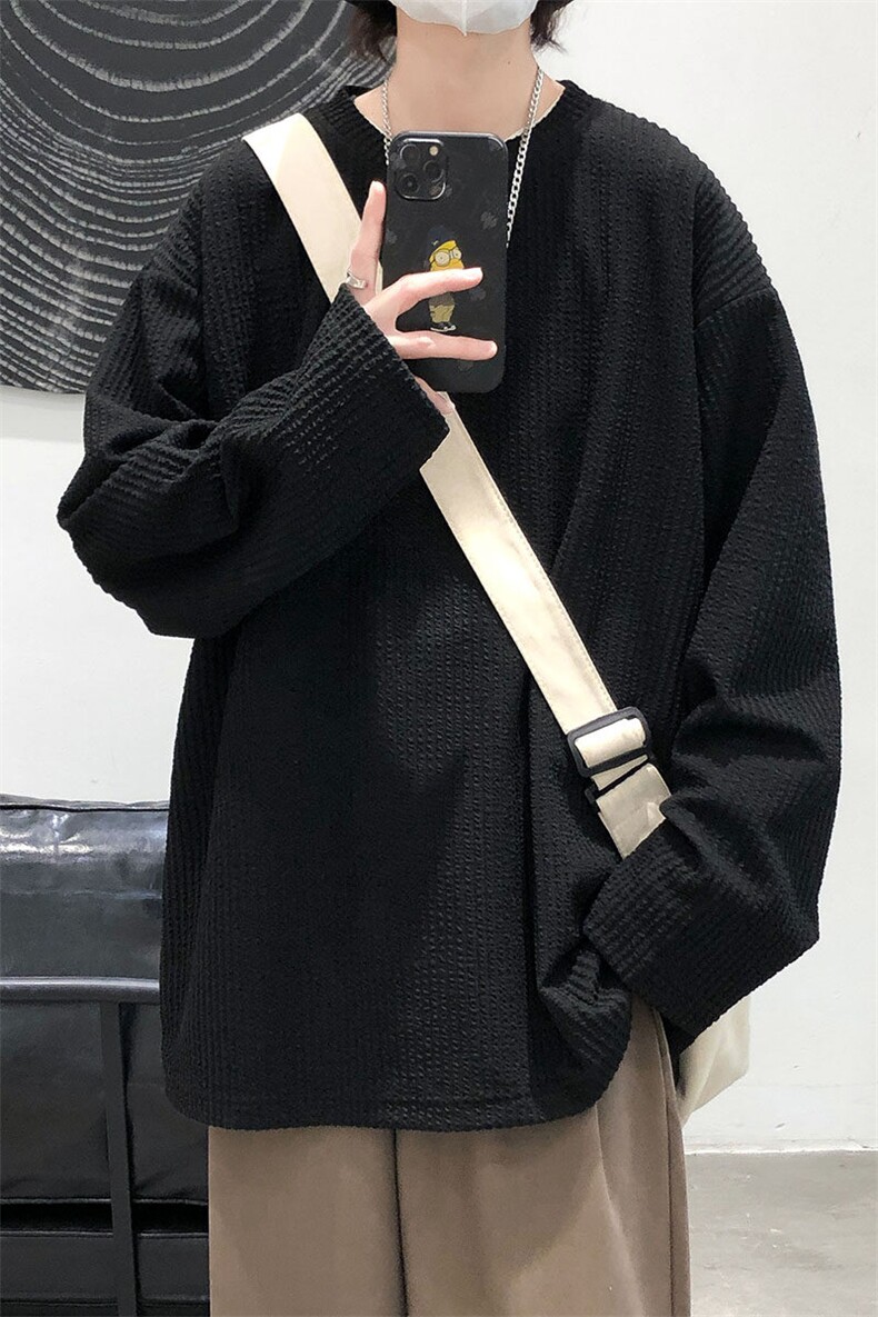现货重磅400g高品质大码长袖T恤男垂感打底衫T33特批P40,男装T恤,电商A351