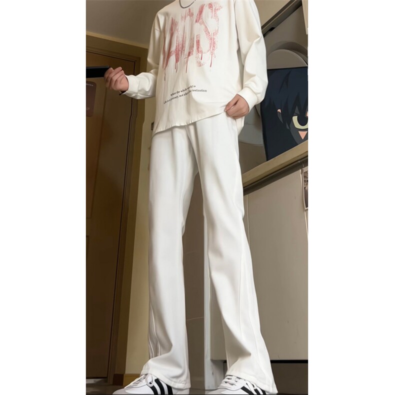 美式高街vibe裤子男款显瘦黑色牛仔裤高个子加长修身直筒微辣喇裤,男装牛仔裤,电商A062
