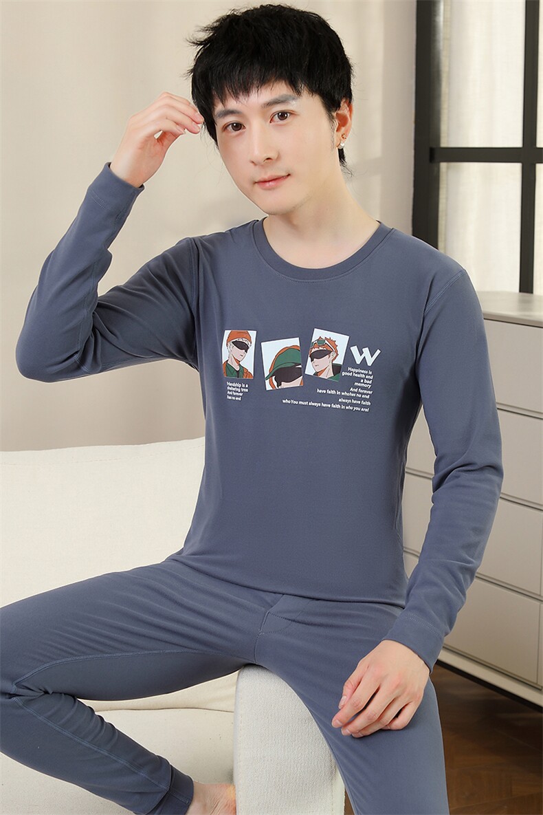 保暖内衣男士秋衣秋裤圆领青少年学生德绒棉毛衫套装TZ8511-P42,男装棉衣,星座310B-3