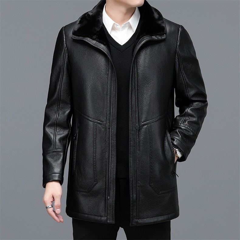 BHSK-39钱塘2020-2秋冬季厚款加绒中年男士商务休闲皮衣夹克P300,男装皮衣,钱塘207-2