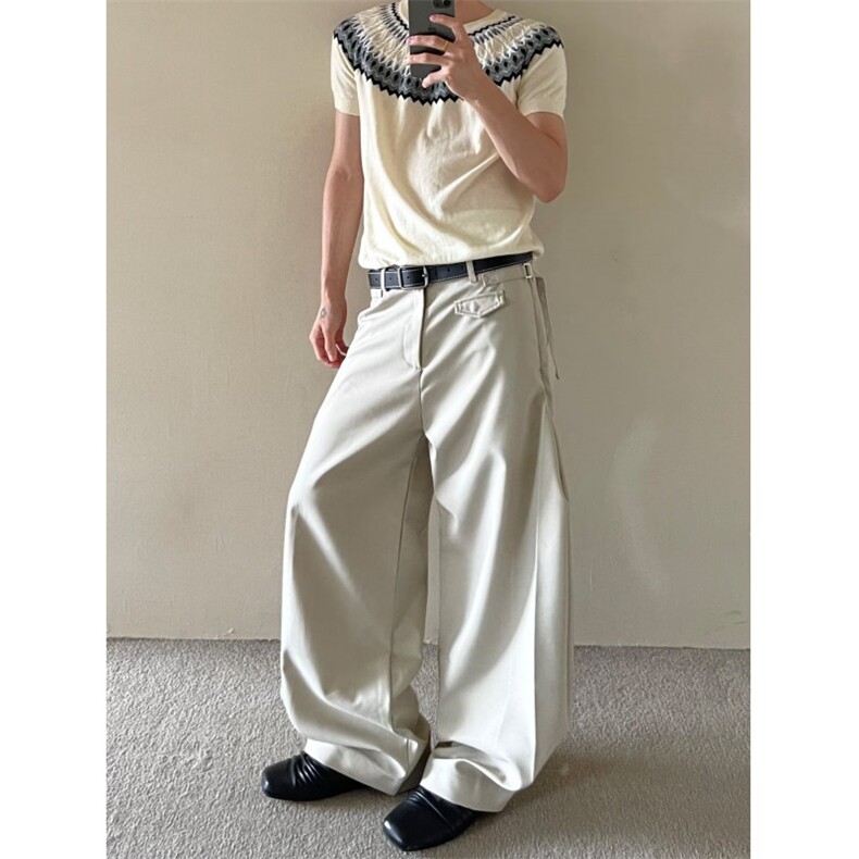 高腰阔腿休闲裤男2025年休闲梨形身材宽松垂感显瘦直筒裤，男装休闲裤，星座506A