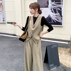 休闲风时尚套装休闲西装时尚阔腿裤轻熟上衣洋气显瘦春秋气质网红，女装套装/套裙，浙宝301