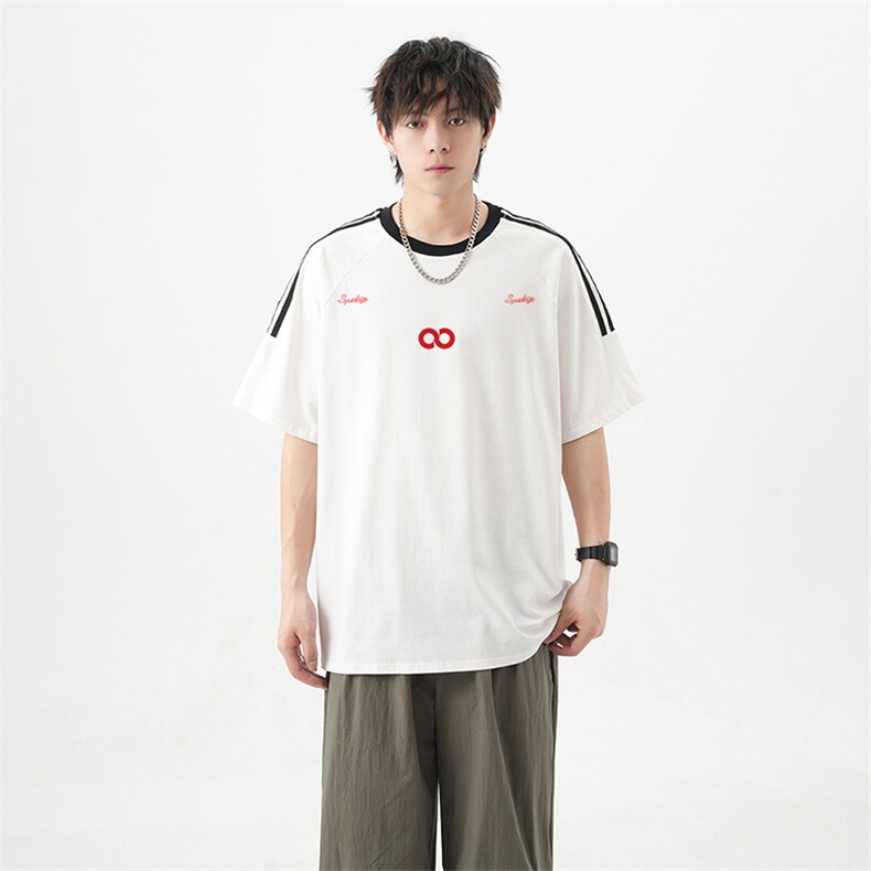 可48小时发货支持抖音得物来样二开重磅美式高街纯棉织带短袖T恤，男装T恤，电商A486