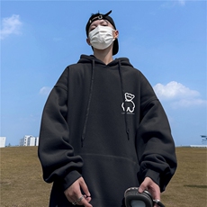 ！秋季重磅宽松大码港风小熊印花连帽卫衣LW79-特p35，男装卫衣，星座508（原C305）