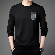 中年长袖男士圆领卫衣印花2023年秋季新款潮流男装商务休闲上衣，男装卫衣，电商B212（原钱塘6029）