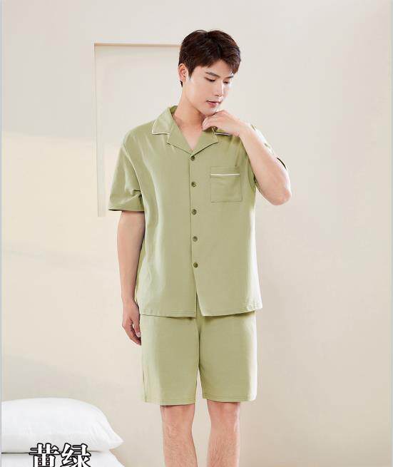2025年秋季衬衫领短裤短袖休闲男士短袖短裤套装，睡衣套装，泰合衣坊