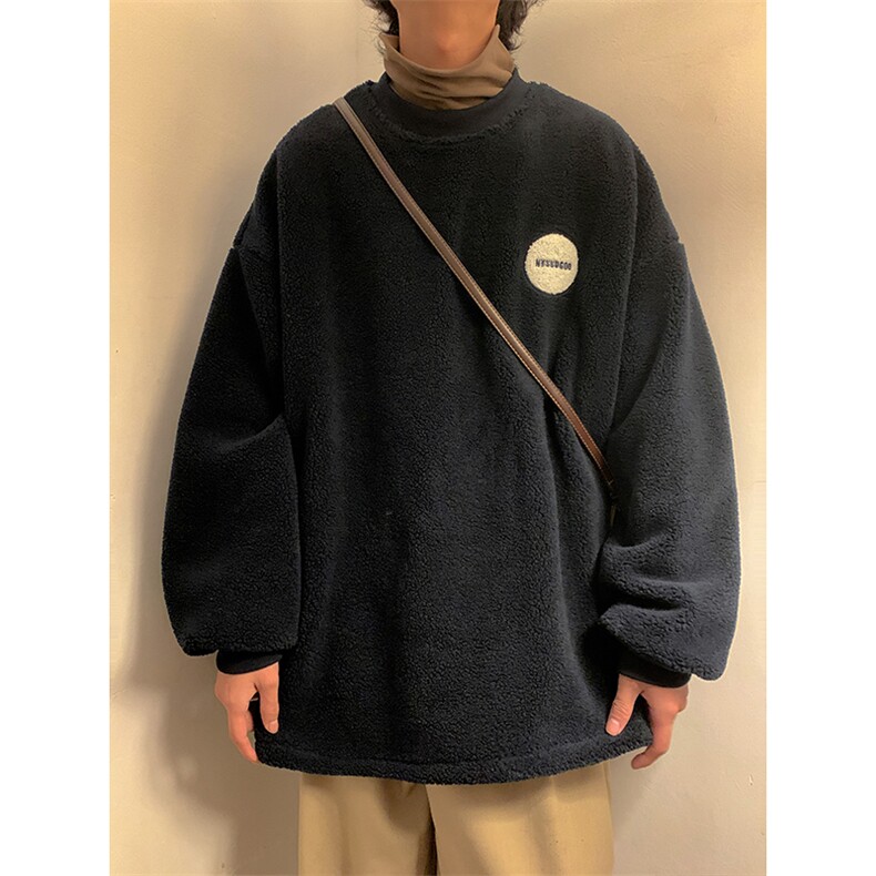 WY1704-P65刺绣冬季羊羔毛圆领卫衣男士大码保暖加厚外套控88,男装棉衣,电商B280-1（原A049）