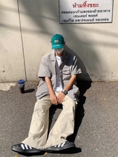 日系五分袖夏季新款衬衫潮流慵懒男方领衬衫S2238P38，男装衬衫，星座1116-2