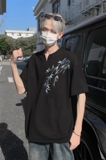 新款抖音直播得物痞帅肌理感V领短袖T7520P25控39，男装T恤，电商C408(原B339-1)