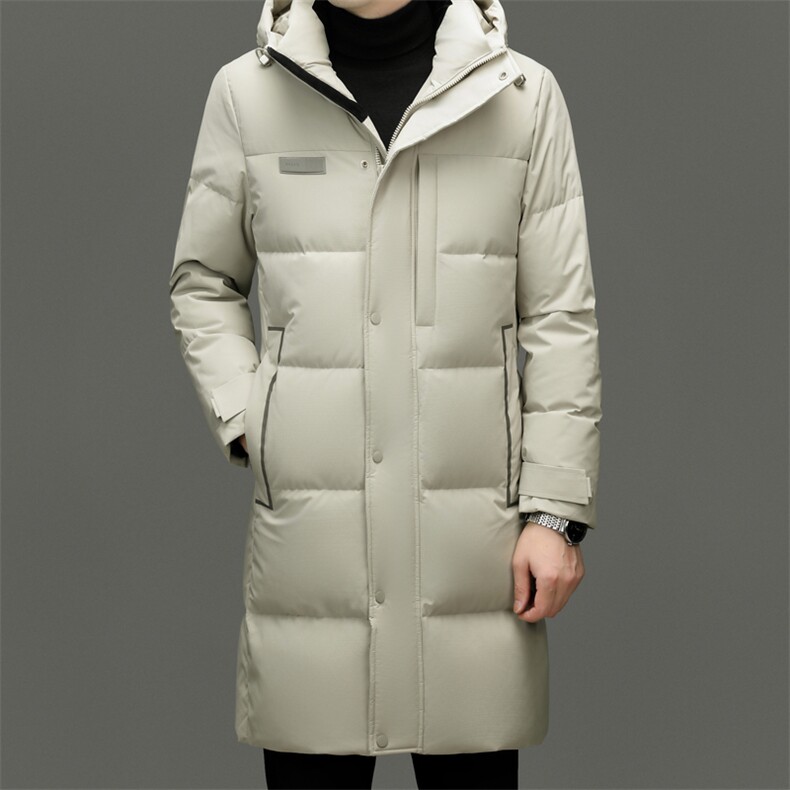 新款高端90白鸭绒时尚男士中长款羽绒服连帽加厚保暖外套男，男装羽绒服，钱塘6003（原4033）