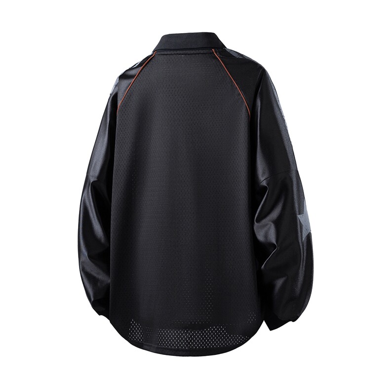美式翻领POLO衫大码M-5XL插肩拼接V领球衣长袖T恤T78096P48控78,男装T恤,星座227-7