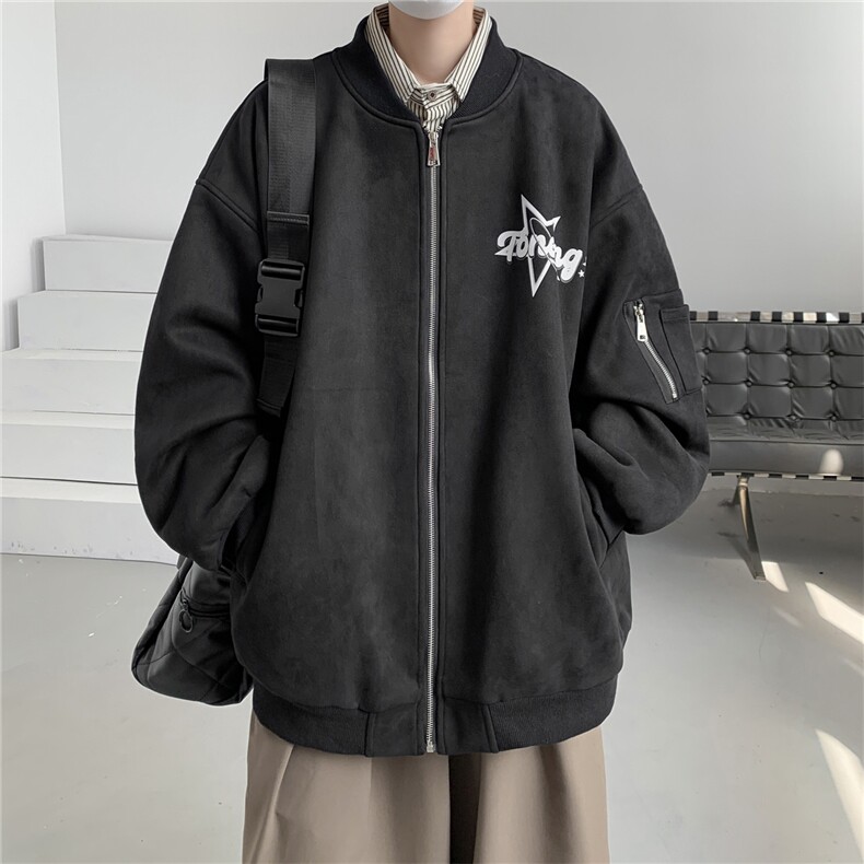 秋美式复古麂皮绒飞行棒球服男女夹克外套JF251-P80控108,男装夹克,电商B370