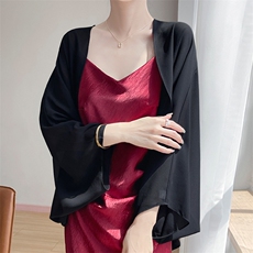 夏季薄款网纱罩衫披肩配裙子外搭不起皱薄款纱衣宽松雪纺防晒衬衫，女装防晒衣，圣丽羊绒