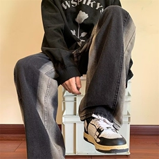 欧美复古裤子宽松阔腿裤设计感hiphop扎染牛仔裤男高街N8935-P48，男装牛仔裤，星座1008