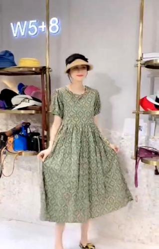 Z2162夏季新款韩版碎花气质宽松显瘦中长款连衣裙,女装连衣裙,L·H·X