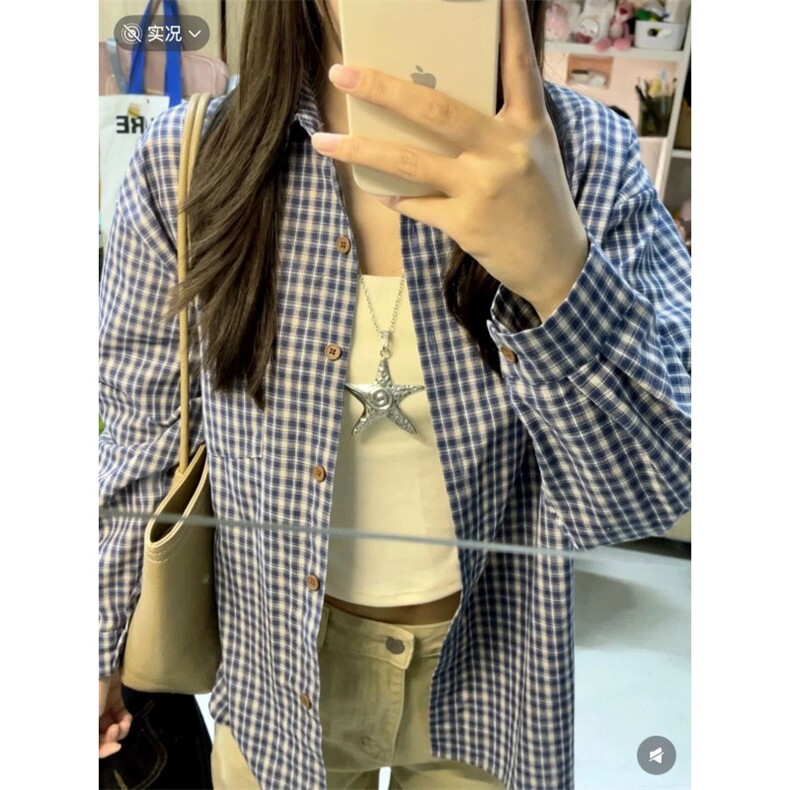 TC532-P45复古宽松慵懒风子衬衫新品韩版休闲简约长袖外搭,女装衬衫,星座617A-2