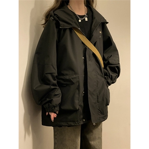 2026年春季新款连帽夹克女美式宽松情侣防水外套23013-P78图片