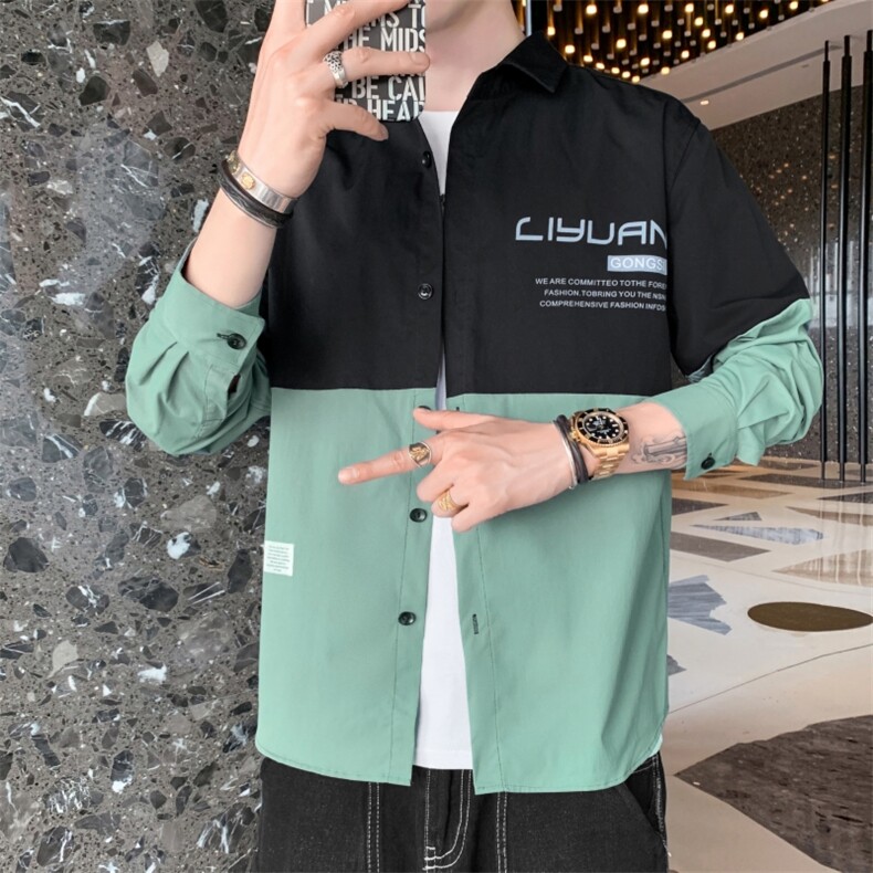 OSX7710衬衫2024年春季新款工装长袖衬衫男港风宽松时尚休闲男装,男装衬衫,电商B360