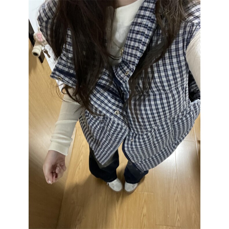 【有货】JK948CC-P75 格子马甲棉服男女加厚保暖背心外套图片