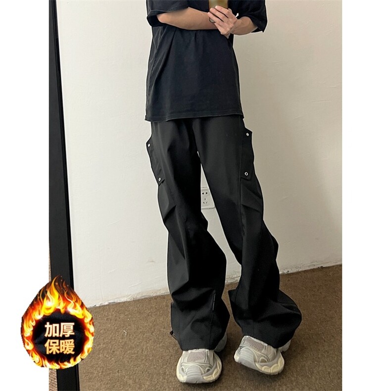 美式加绒裤子男宽松阔腿裤高街潮流痞帅工装裤嘻哈休闲裤CAL15,男装工装外套,星座516A
