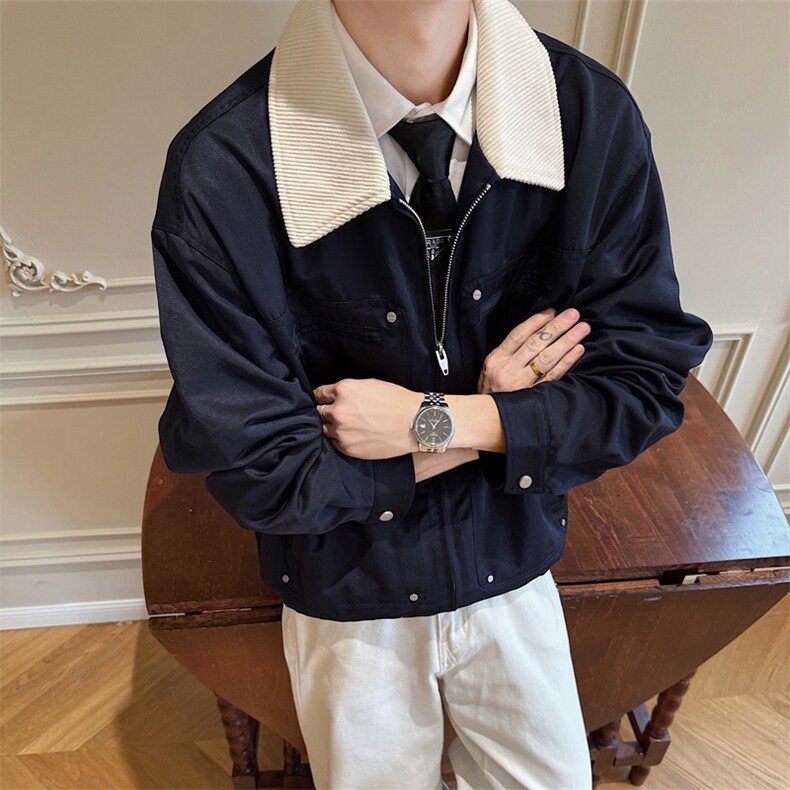 复古工装外套2025秋季男装短款翻领飞行员夹克XZ514-2-JK991-P98,男装夹克,星座514-2(原B239)
