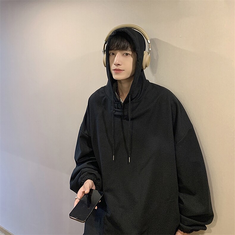 WY74-P32纯色华夫格连帽卫衣,男装卫衣,星座1501-1