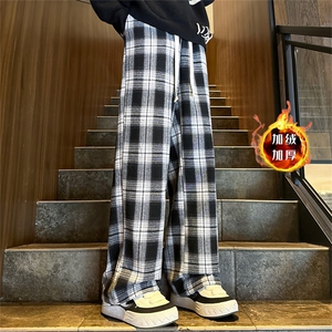 XZ616 秋冬加绒加厚黑白肌理感格子休闲长裤 TY1088JR P55控78图片