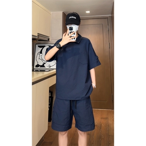 量大优 供视频 泡泡纱polo衫套装短袖短裤男 CP77TZ-特p50图片