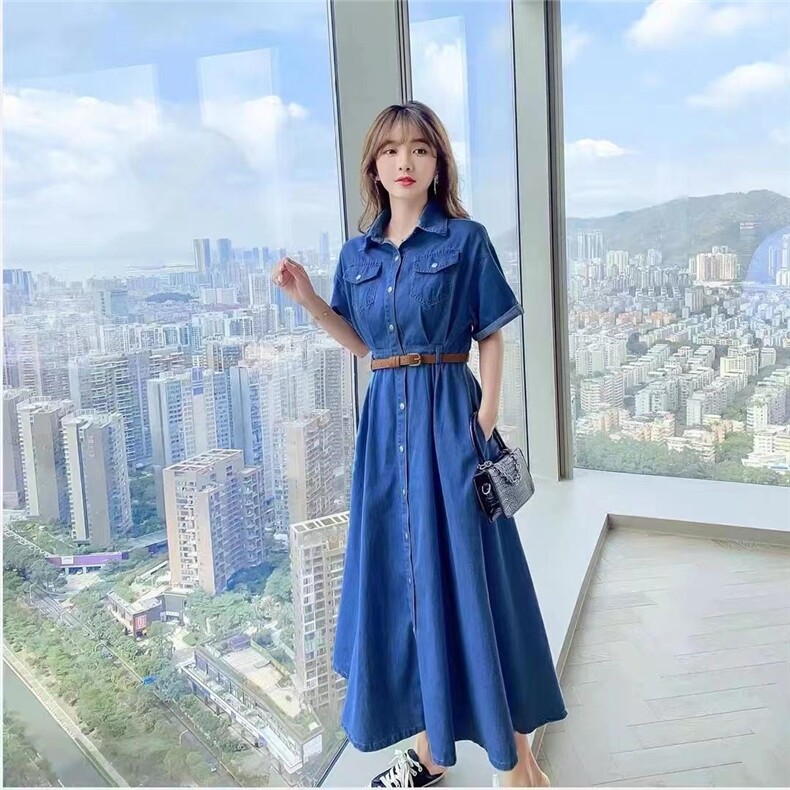 牛仔连衣裙现货，女装连衣裙，MZ 慕姿