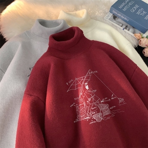 高质量！秋冬季高领毛衣加绒加厚翻领针织衫男毛衣FL533-特P38图片