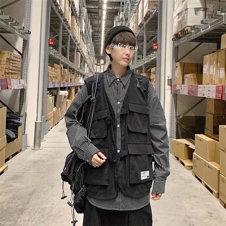 工装马甲男口袋港风潮流2023春夏季新款ins上衣宽松外套W2377-P35,男装背心/马甲,星座412-2