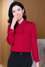 高档大牌红色真丝衬衫女士长袖上衣重磅桑蚕丝衬衣气质设计感秋装，女装衬衫，阿舍尔精品