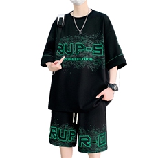 休闲运动套装夏季宽松阔版青少年学生短袖短裤一套A436-T66-P50，男装牛仔裤，电商A436