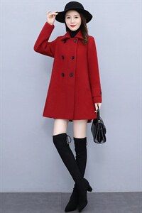 2021年秋冬新款仿羊绒大衣双面绒毛呢外套女时尚修身图片