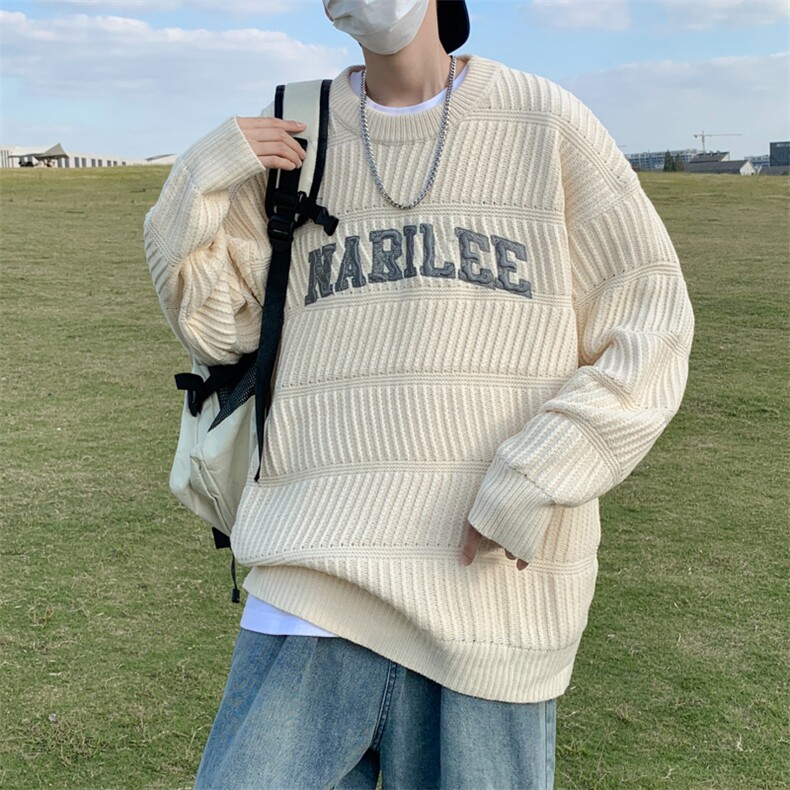 美式复古圆领套头情侣毛衣潮牌宽松休闲针织衫MY0727-P48,男装针织衫/毛衣,星座308B-1